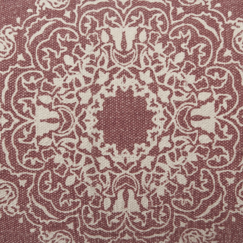 Ox Bay Hand-Woven Red/White Medallion All-Natural Cotton  Pillow Cover. Picture 2