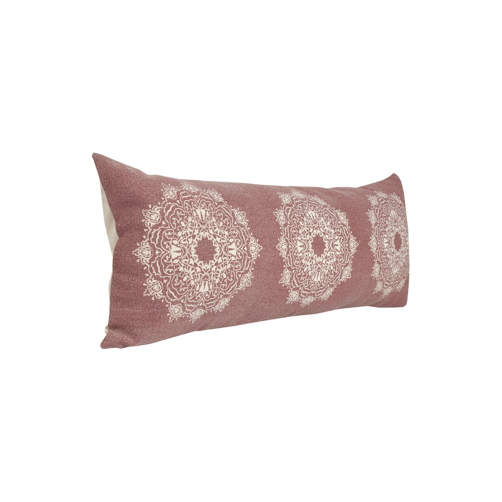 Ox Bay Hand-Woven Red/White Medallion All-Natural Cotton  Pillow Cover. Picture 4