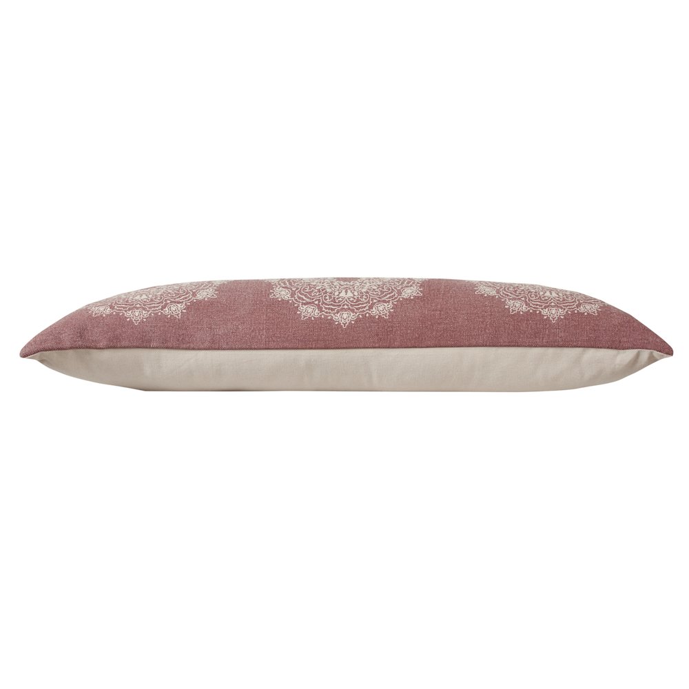 Ox Bay Hand-Woven Red/White Medallion All-Natural Cotton  Pillow Cover. Picture 6