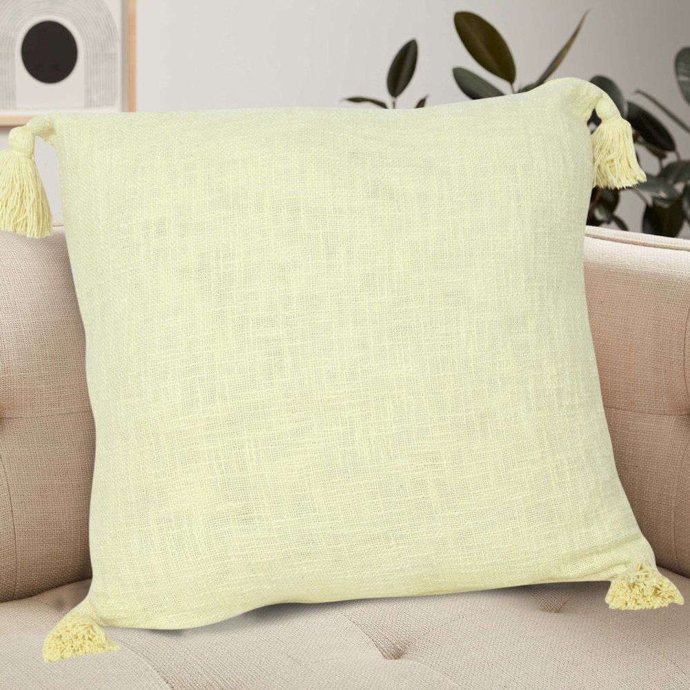 Insignia Cotton Poly Filled Pillow in Yellow, 20" x 20". Picture 8