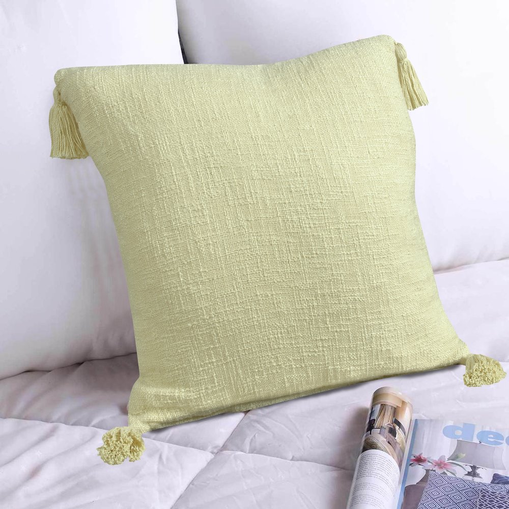Insignia Cotton Poly Filled Pillow in Yellow, 20" x 20". Picture 9