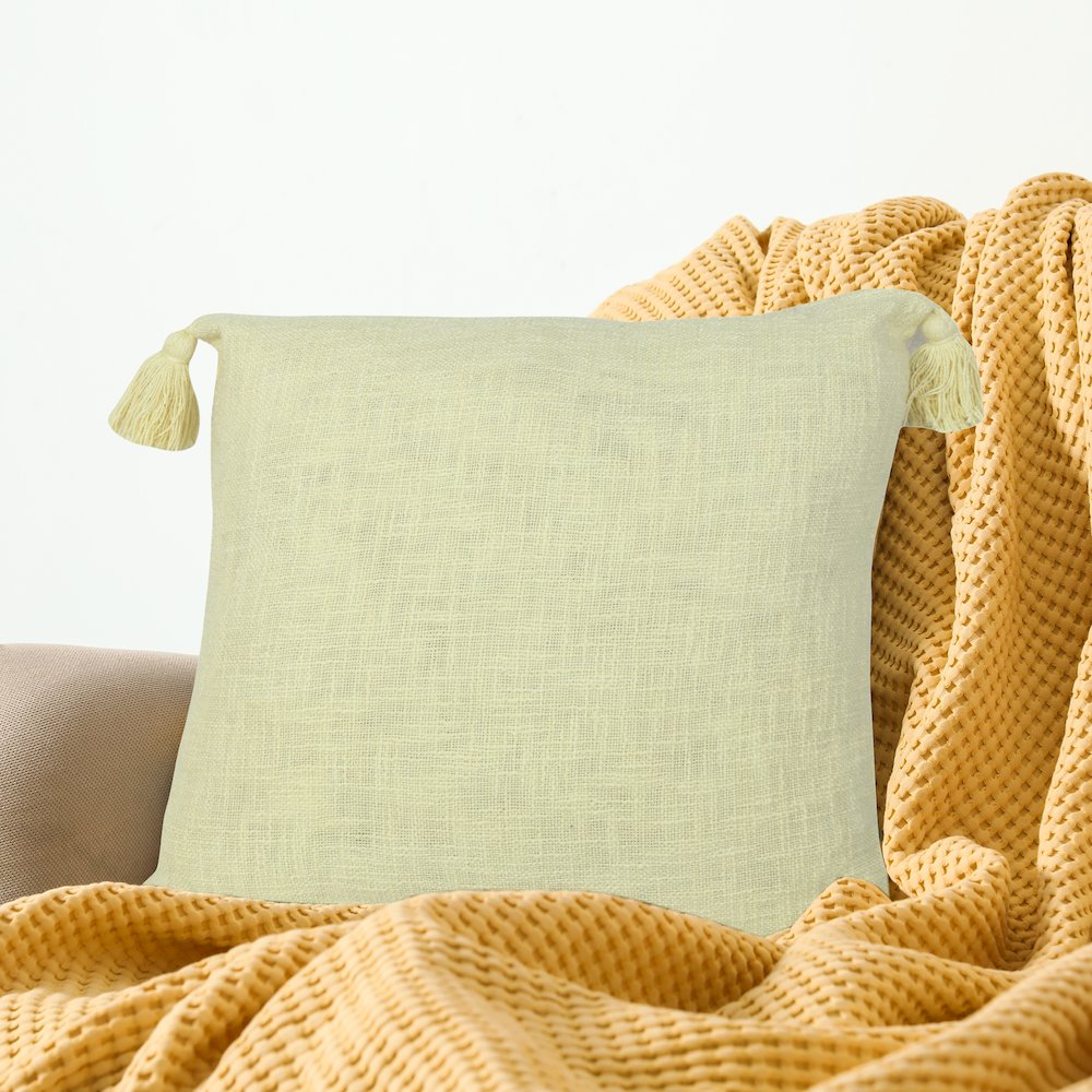 Insignia Cotton Poly Filled Pillow in Yellow, 20" x 20". Picture 10