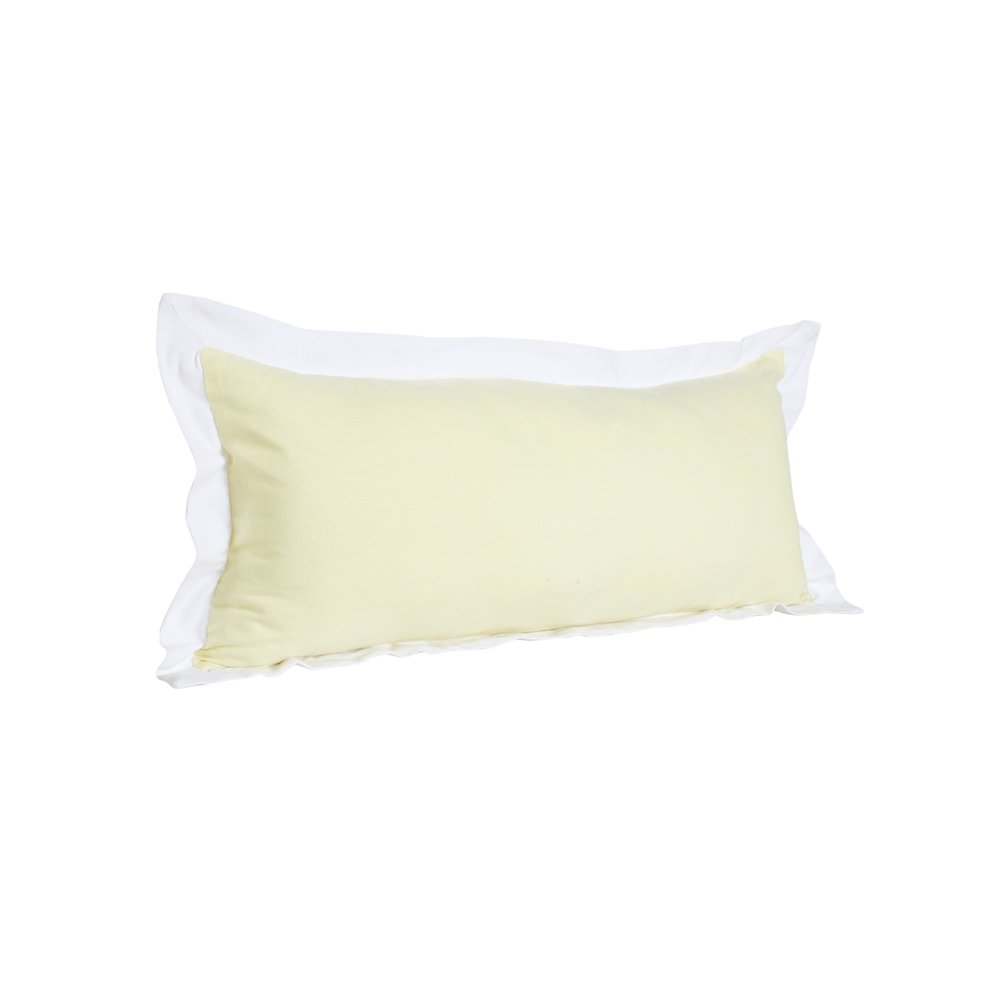 Ox Bay Hand-Woven Yellow/White Bordered All-Natural Cotton Pillow Cover. Picture 4