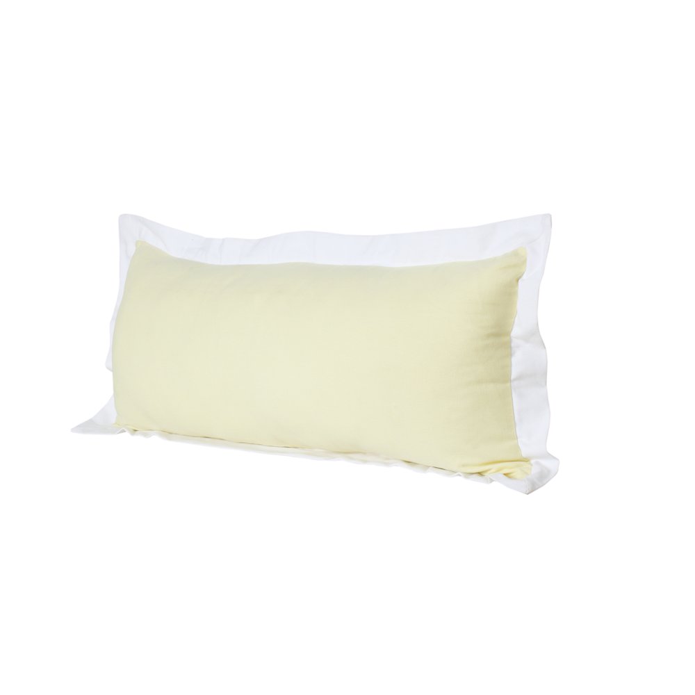 Ox Bay Hand-Woven Yellow/White Bordered All-Natural Cotton Pillow Cover. Picture 5