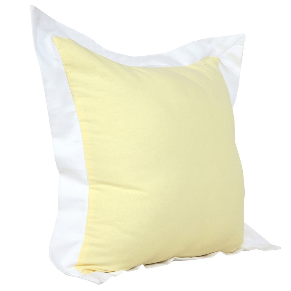 Ox Bay Hand-Woven Yellow/White Bordered All-Natural Cotton Pillow Cover. Picture 4