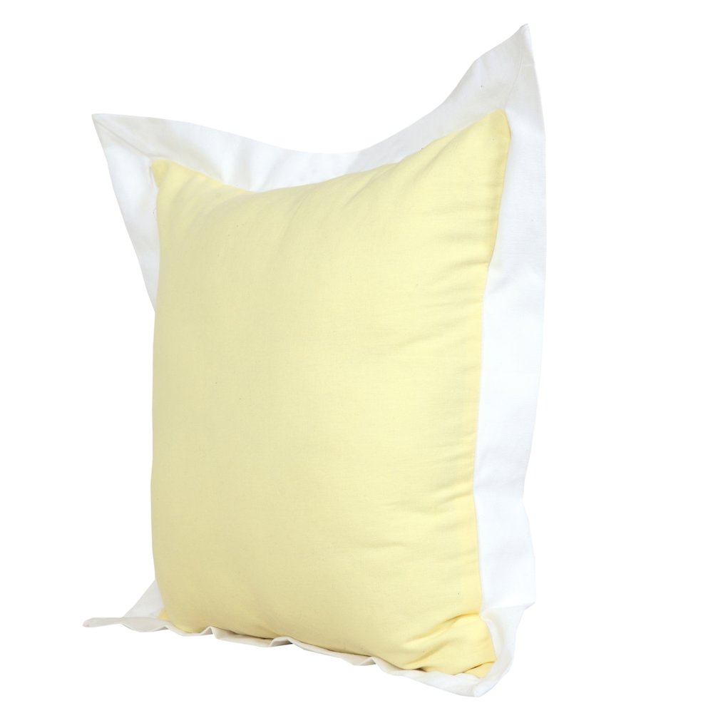 Ox Bay Hand-Woven Yellow/White Bordered All-Natural Cotton Pillow Cover. Picture 5