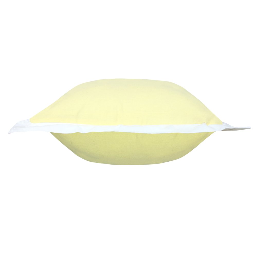 Ox Bay Hand-Woven Yellow/White Bordered All-Natural Cotton Pillow Cover. Picture 6