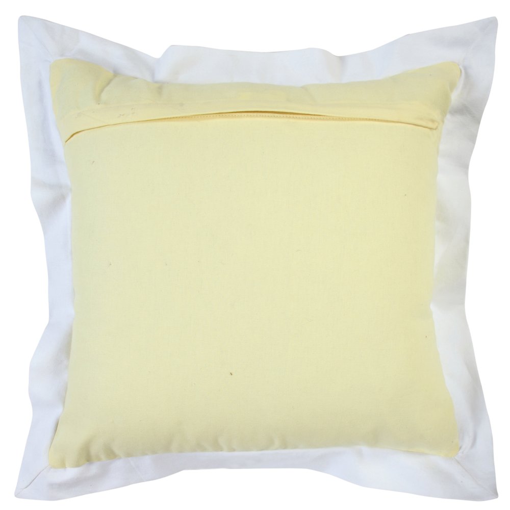 Ox Bay Hand-Woven Yellow/White Bordered All-Natural Cotton Pillow Cover. Picture 7