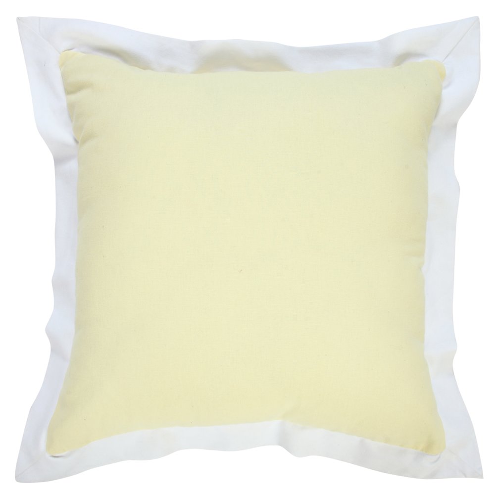 Ox Bay Hand-Woven Yellow/White Bordered All-Natural Cotton Pillow Cover. Picture 1