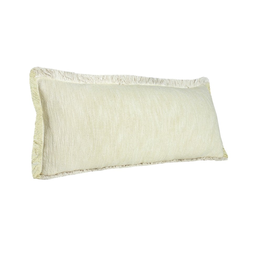 Ox Bay Hand-Woven Yellow/White Distressed All-Natural Cotton Pillow Cover. Picture 4