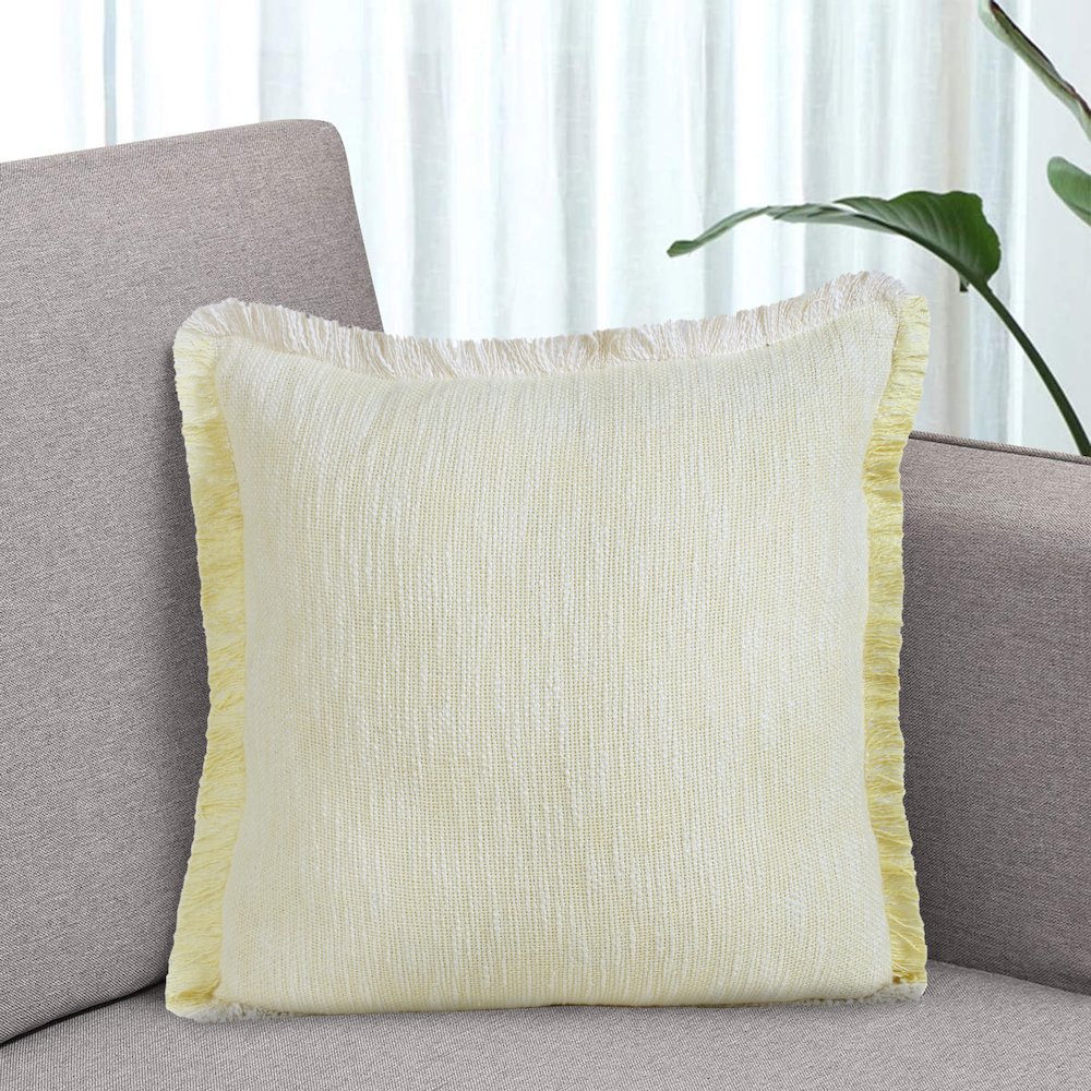 Aspen Cotton Poly Filled Pillow in Yellow/White, 20" x 20". Picture 8