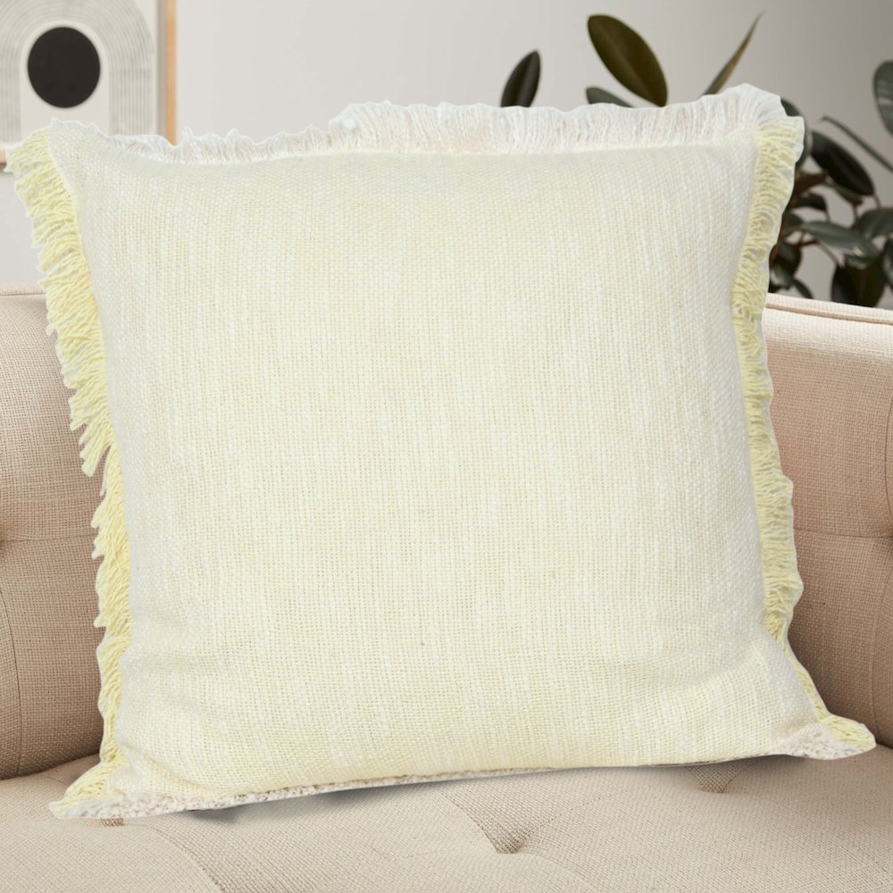 Aspen Cotton Poly Filled Pillow in Yellow/White, 20" x 20". Picture 10
