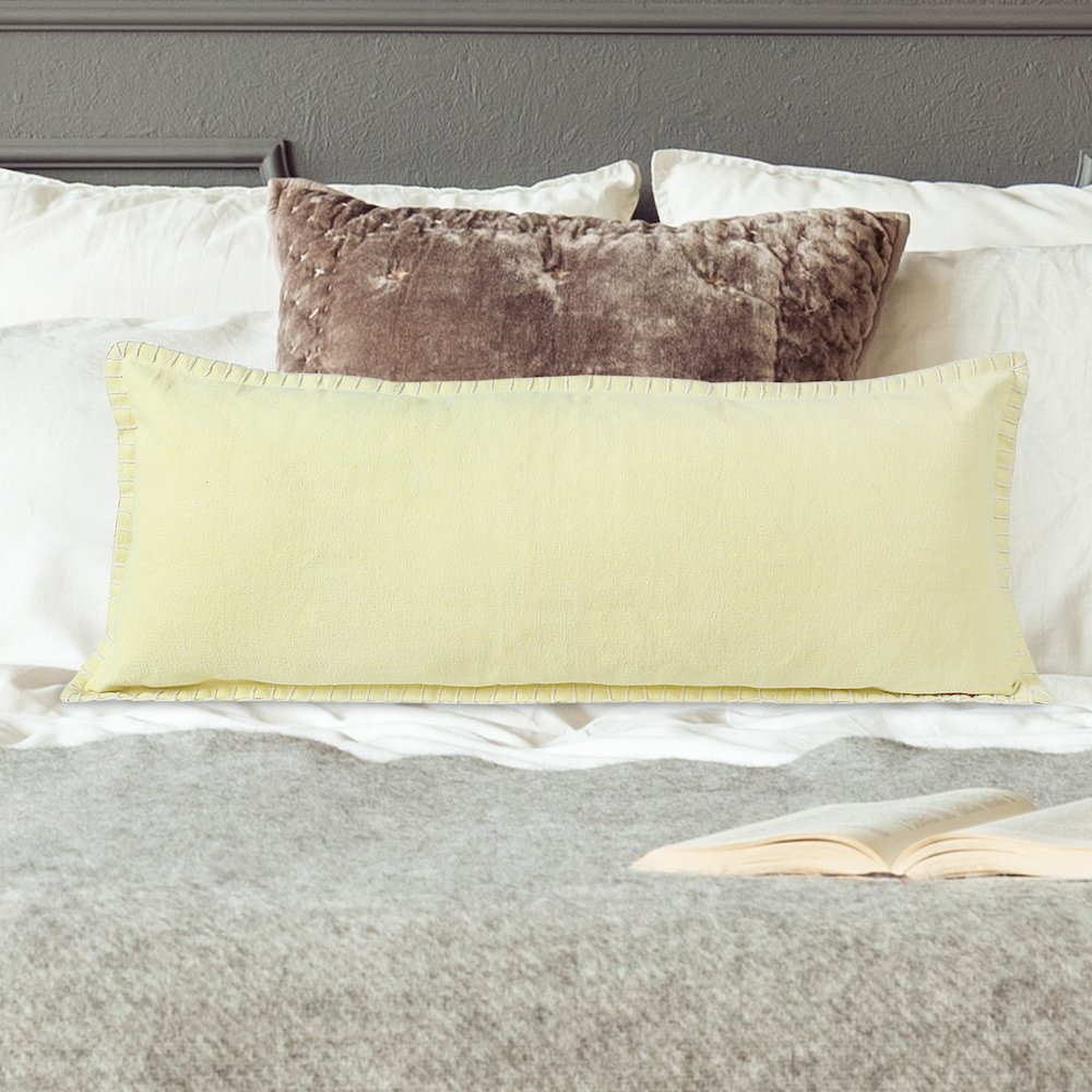 Vital Cotton Poly Filled Pillow in Yellow, 14" x 36". Picture 9