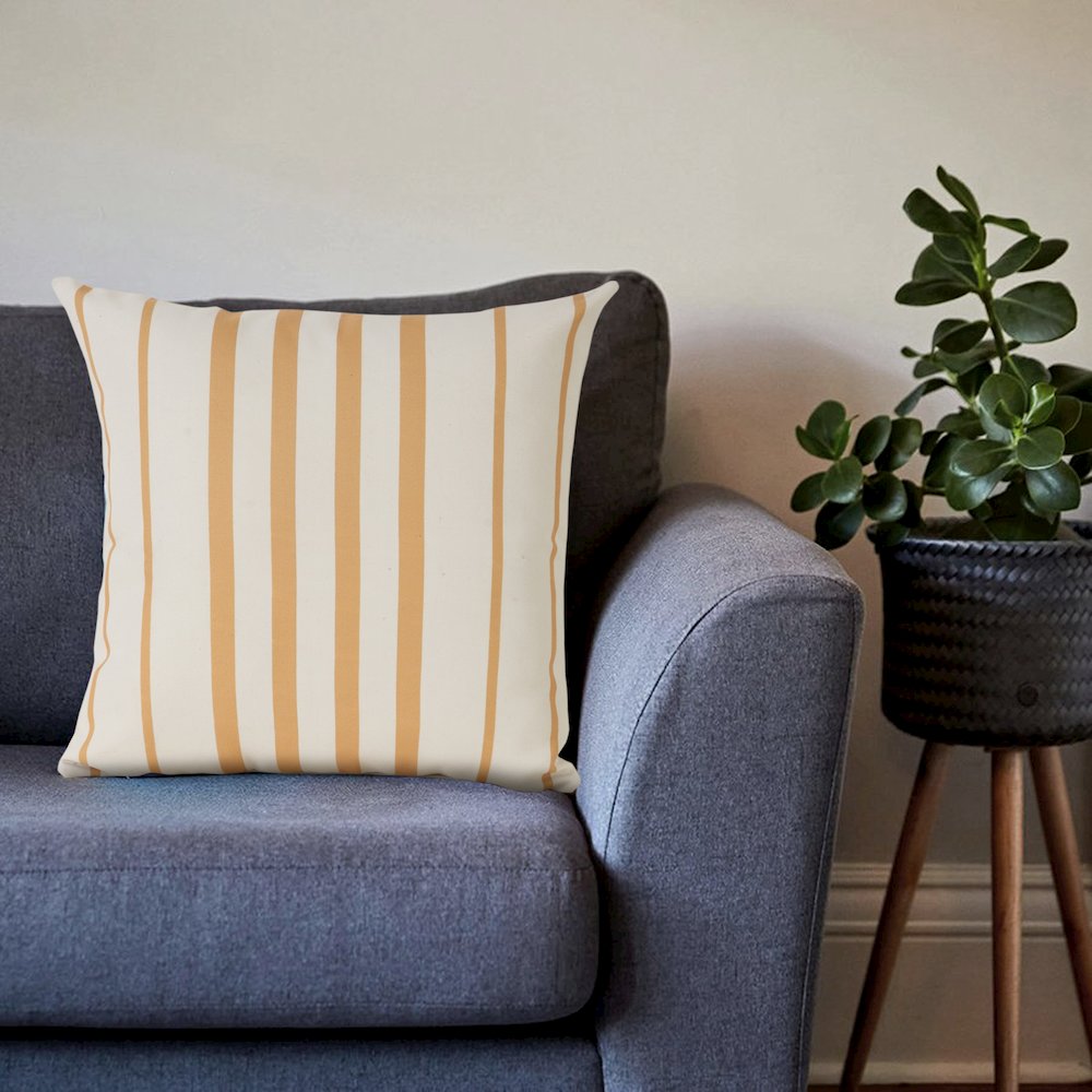 Ox Bay Hand-Woven Yellow/White Stripe Recycled P.E.T Yarn Pillow Cover. Picture 8