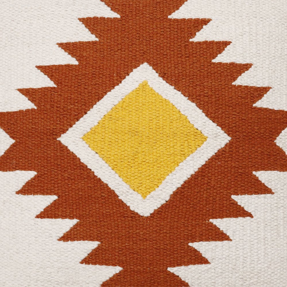 Ox Bay Hand-Woven White/Yellow Geometric All-Natural Cotton Pillow Cover. Picture 2