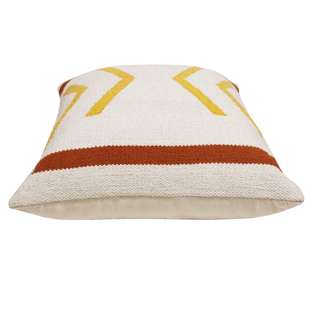 Ox Bay Hand-Woven White/Yellow Geometric All-Natural Cotton Pillow Cover. Picture 6