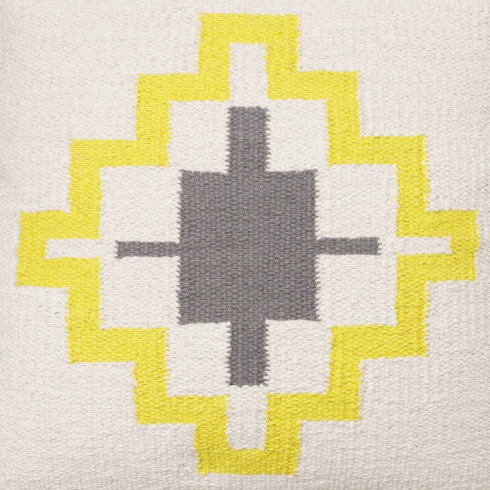 Ox Bay Hand-Woven Gray/White Geometric All-Natural Cotton Pillow Cover. Picture 2