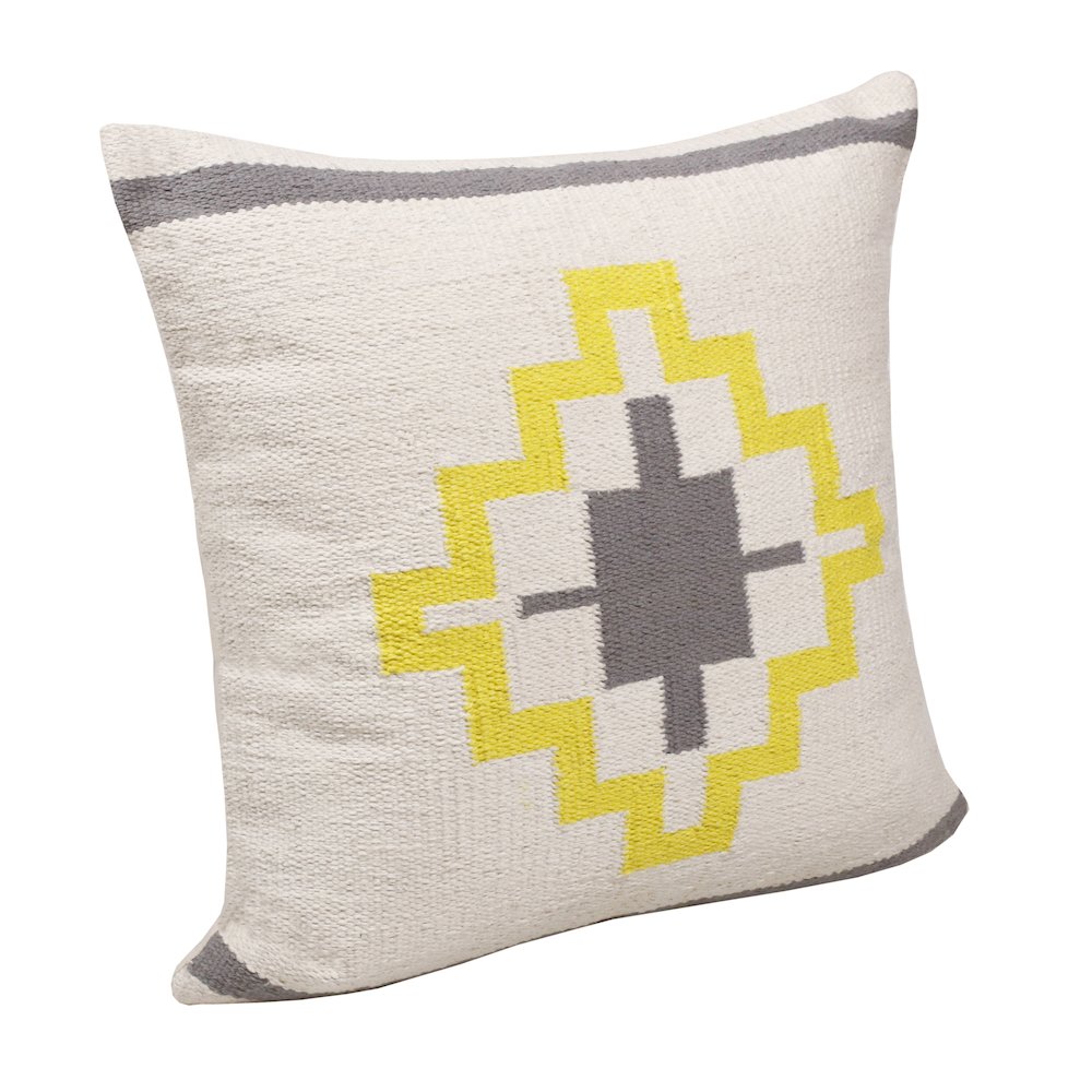 Ox Bay Hand-Woven Gray/White Geometric All-Natural Cotton Pillow Cover. Picture 4