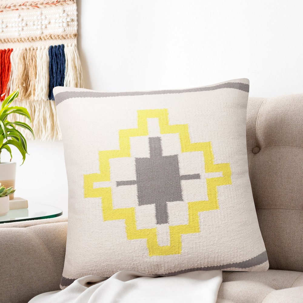 Ox Bay Hand-Woven Gray/White Geometric All-Natural Cotton Pillow Cover. Picture 8