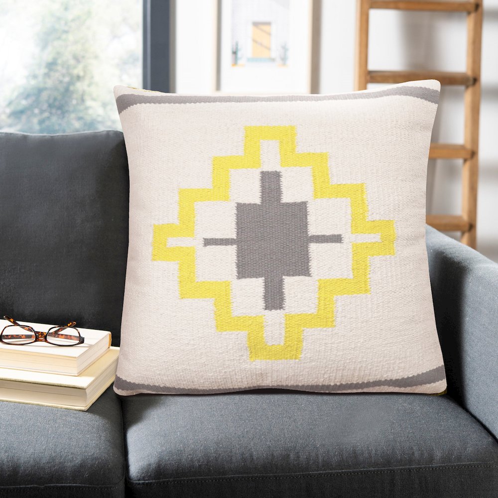Ox Bay Hand-Woven Gray/White Geometric All-Natural Cotton Pillow Cover. Picture 9