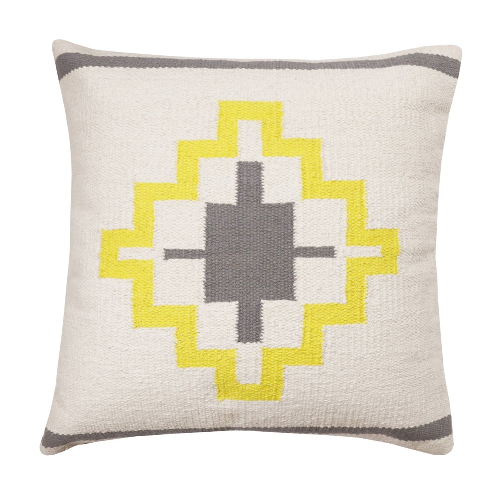 Ox Bay Hand-Woven Gray/White Geometric All-Natural Cotton Pillow Cover. Picture 1