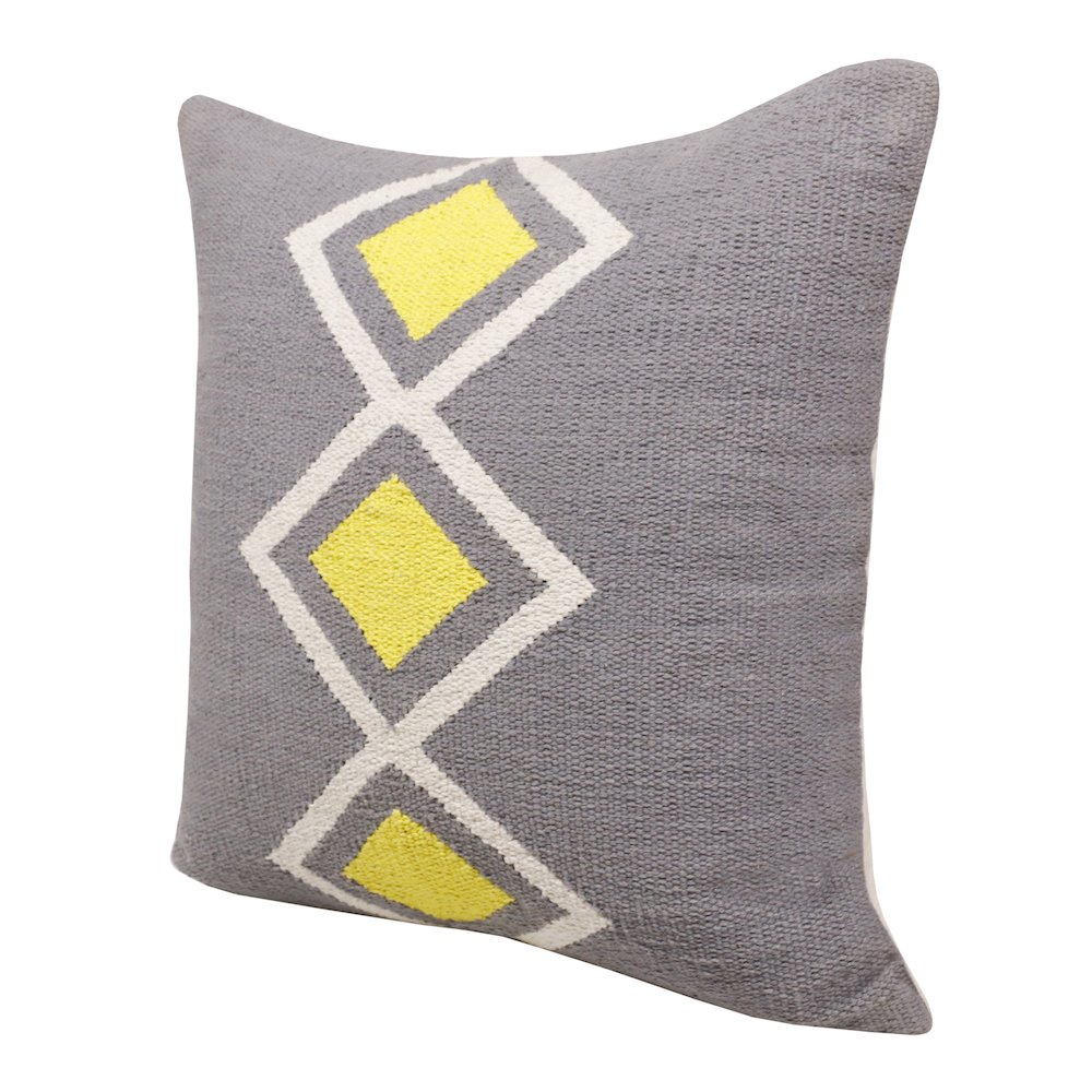 Ox Bay Hand-Woven Gray/White Diamond All-Natural Cotton Pillow Cover. Picture 5