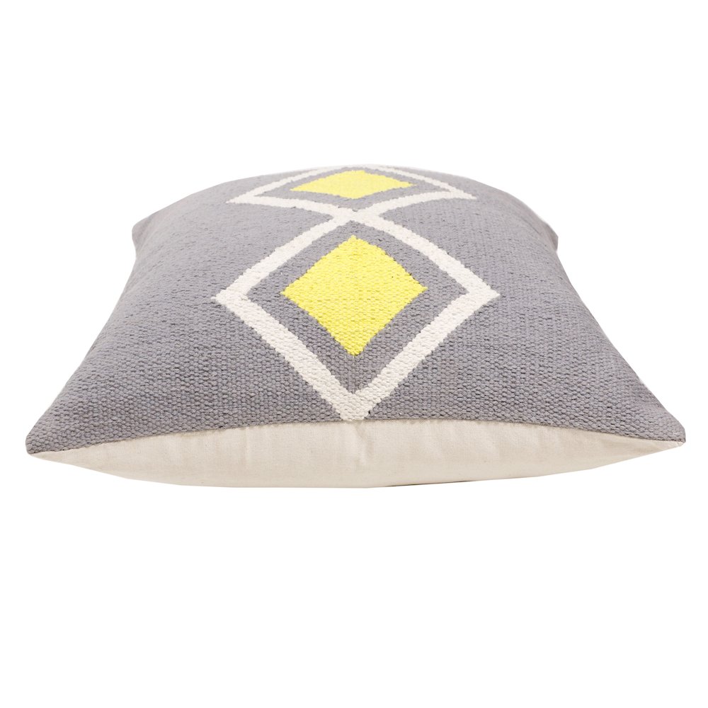 Ox Bay Hand-Woven Gray/White Diamond All-Natural Cotton Pillow Cover. Picture 6