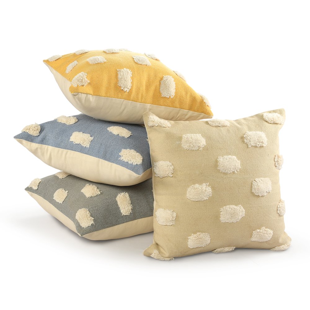 Ox Bay Hand-Woven Aqua/Tan Bordered Cotton Blend  Pillow Cover. Picture 5