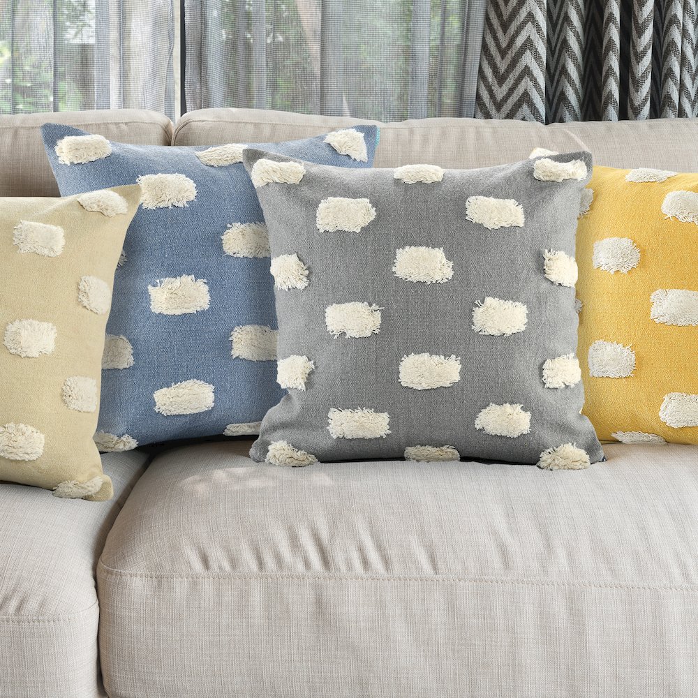Ox Bay Hand-Woven Aqua/Tan Bordered Cotton Blend  Pillow Cover. Picture 7