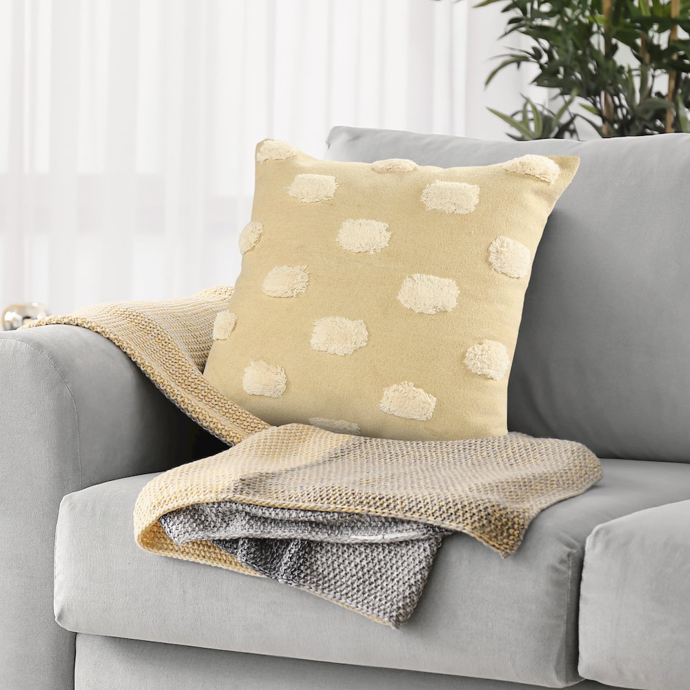 Zeal Cotton Poly Filled Pillow in Cream/White, 20" x 20". Picture 8