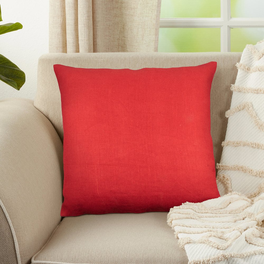 Estate Linen Poly Filled Pillow in Red, 20" x 20". Picture 2