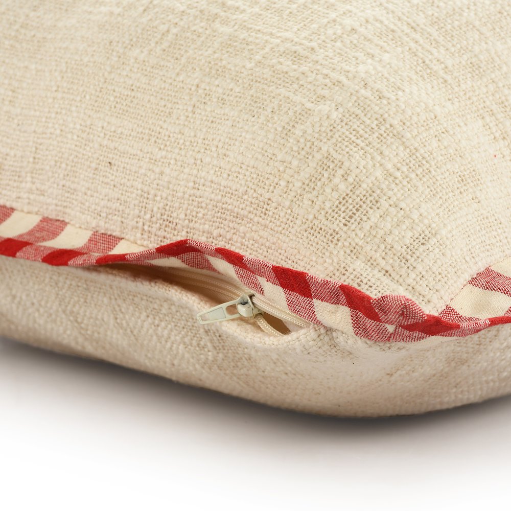 Merry Cotton Poly Filled Pillow in White/Red, 16" x 24". Picture 3