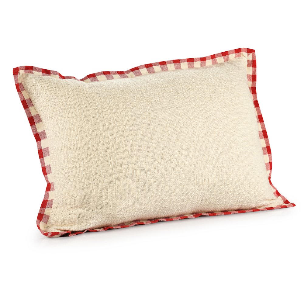 Merry Cotton Poly Filled Pillow in White/Red, 16" x 24". Picture 4