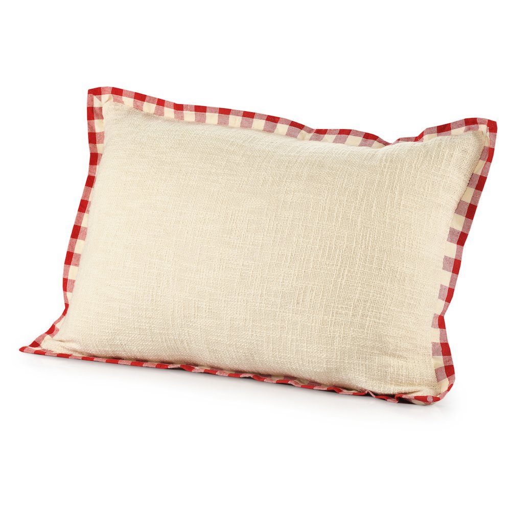 Merry Cotton Poly Filled Pillow in White/Red, 16" x 24". Picture 5