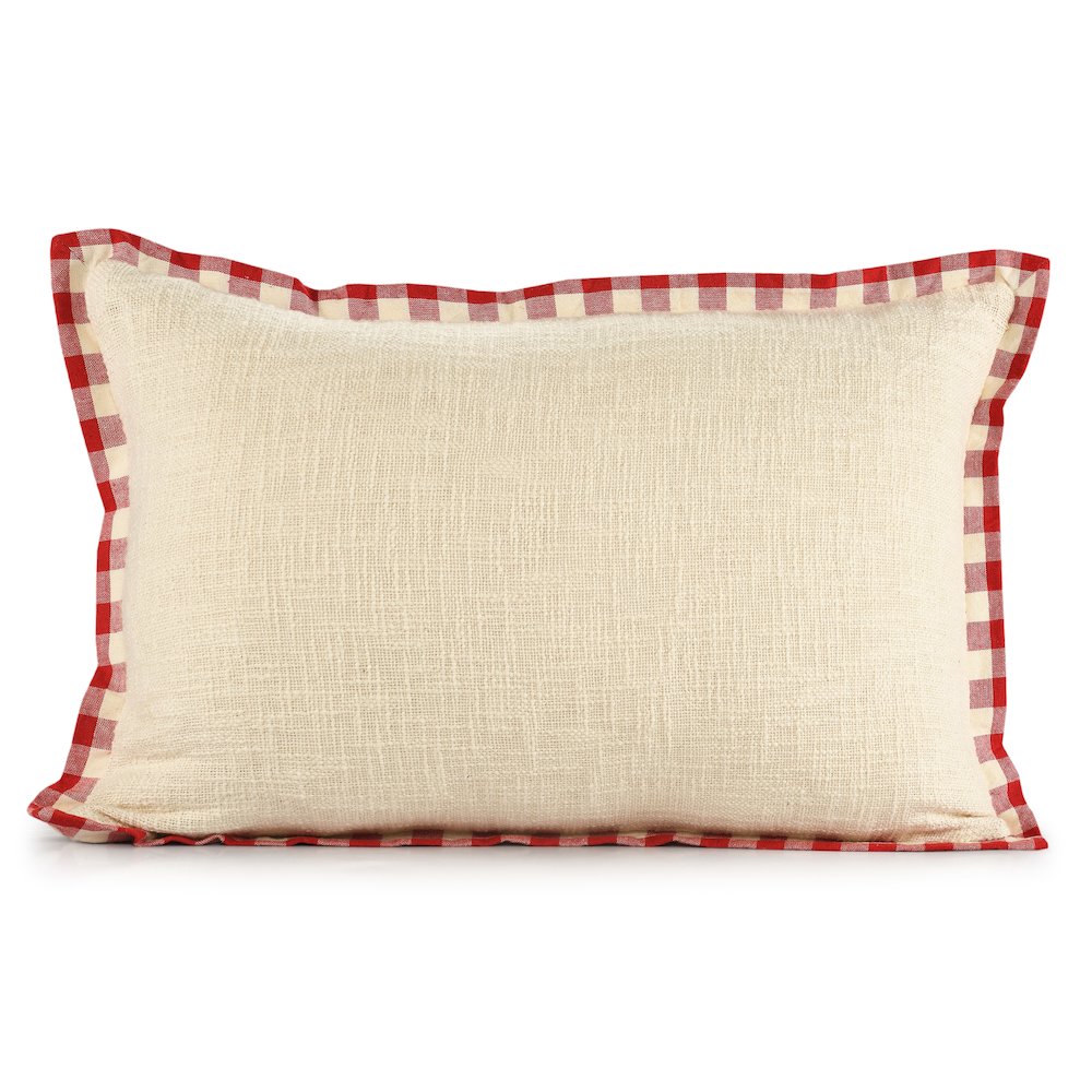 Merry Cotton Poly Filled Pillow in White/Red, 16" x 24". Picture 7
