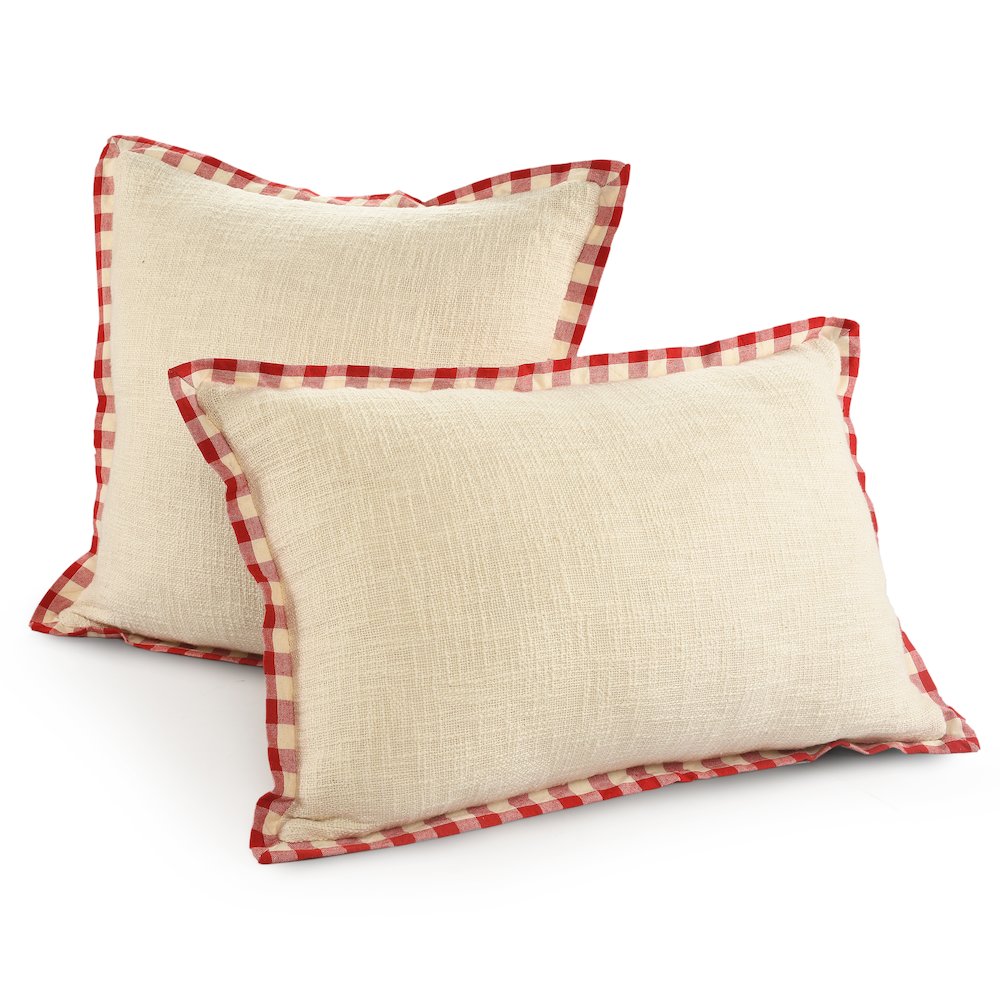 Merry Cotton Poly Filled Pillow in White/Red, 16" x 24". Picture 8