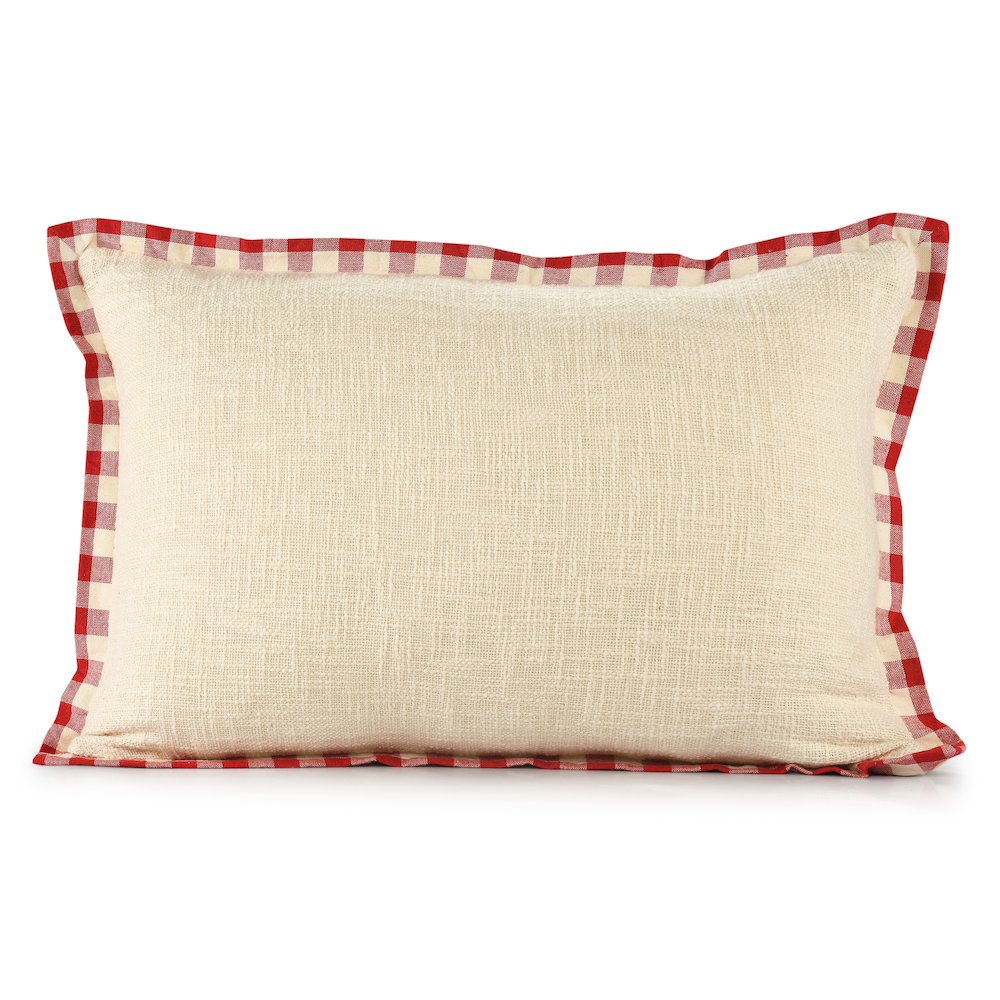 Merry Cotton Poly Filled Pillow in White/Red, 16" x 24". Picture 1