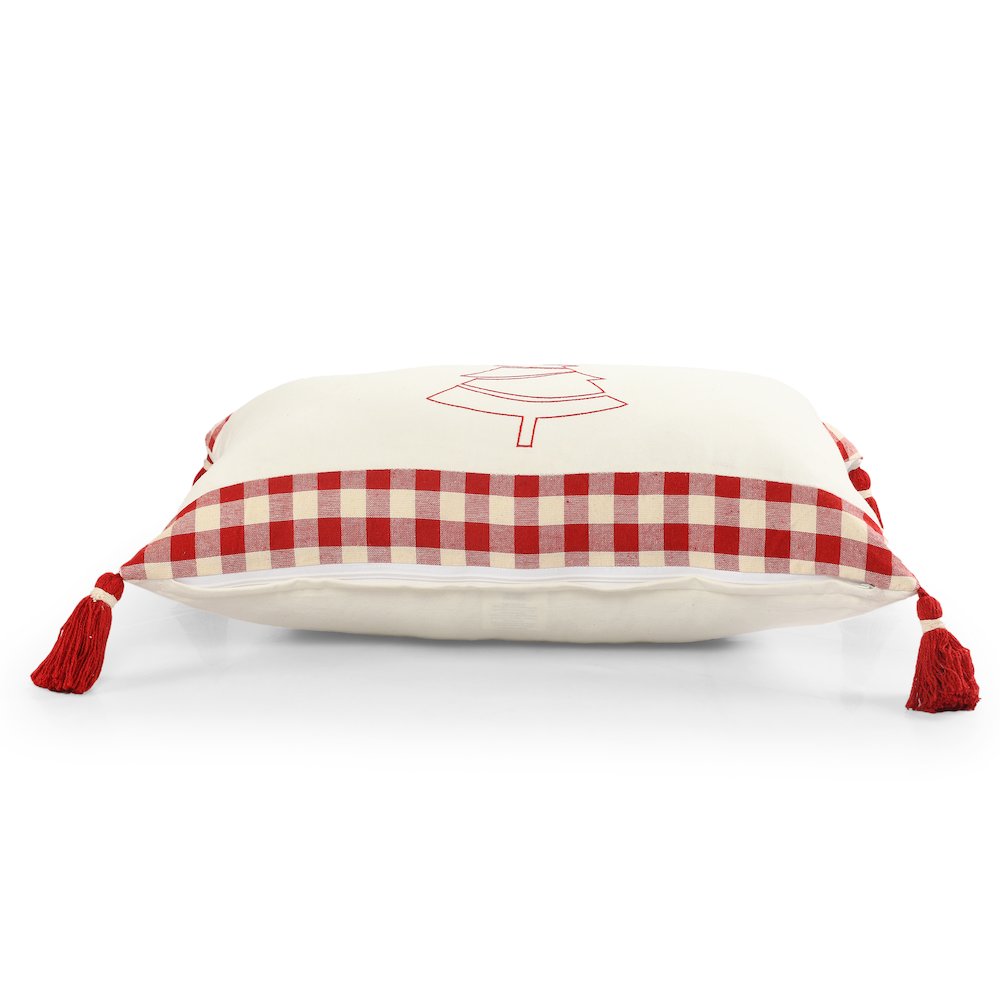 Merry Cotton Poly Filled Pillow in White/Red, 16" x 24". Picture 6