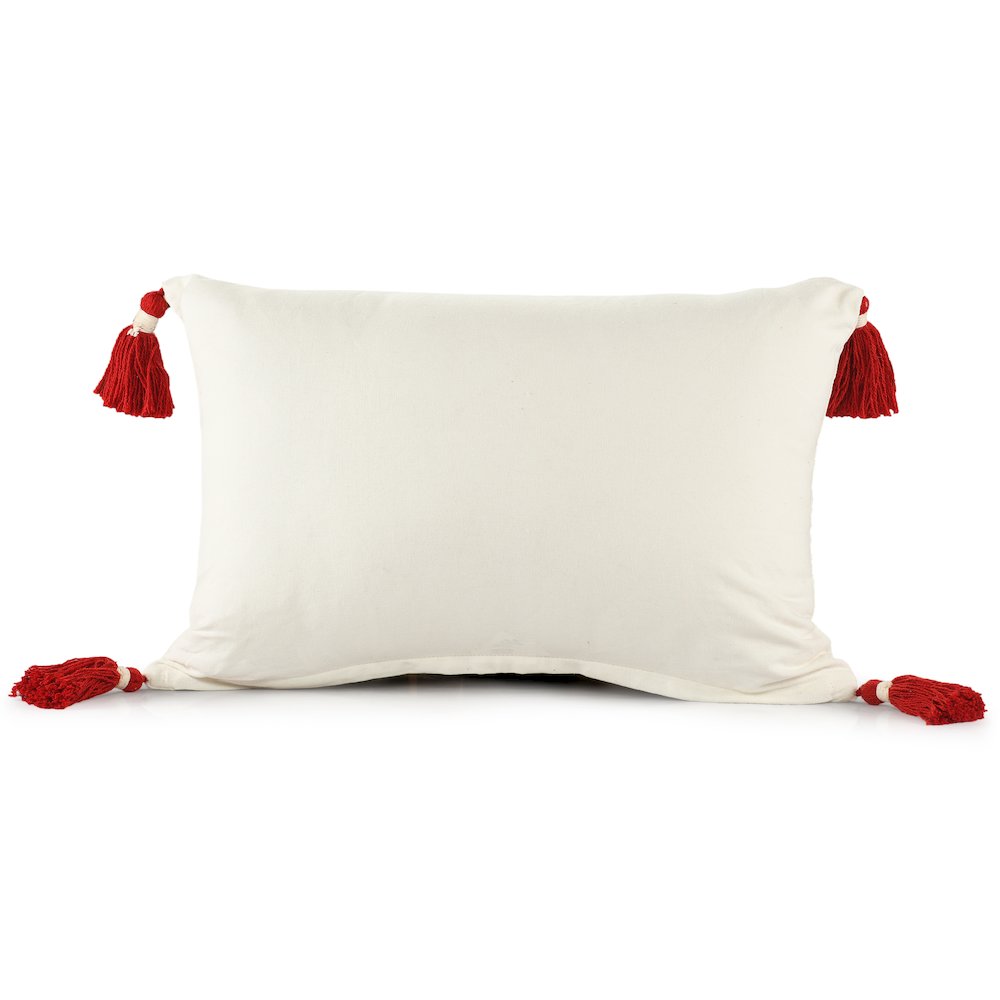 Merry Cotton Poly Filled Pillow in White/Red, 16" x 24". Picture 7