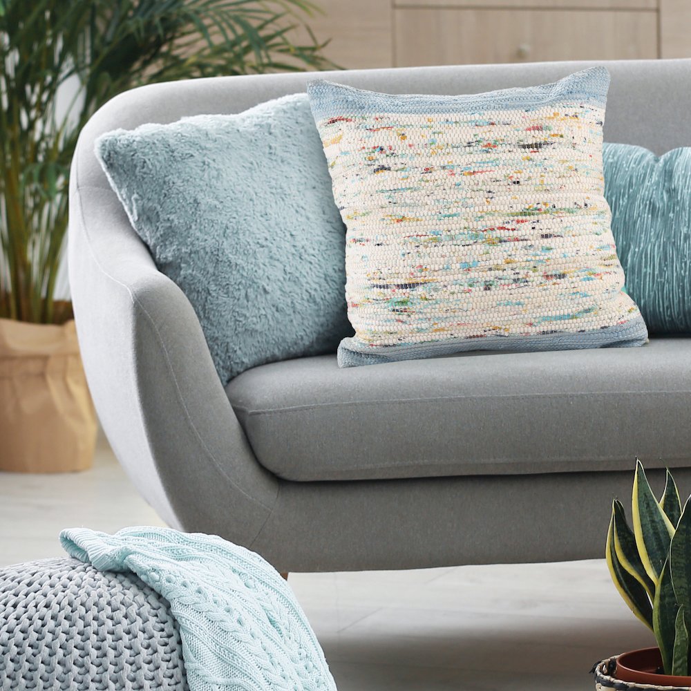 Revive Cotton Pillow Set of 2 in Blue/Multicolored, 20" x 20". Picture 9