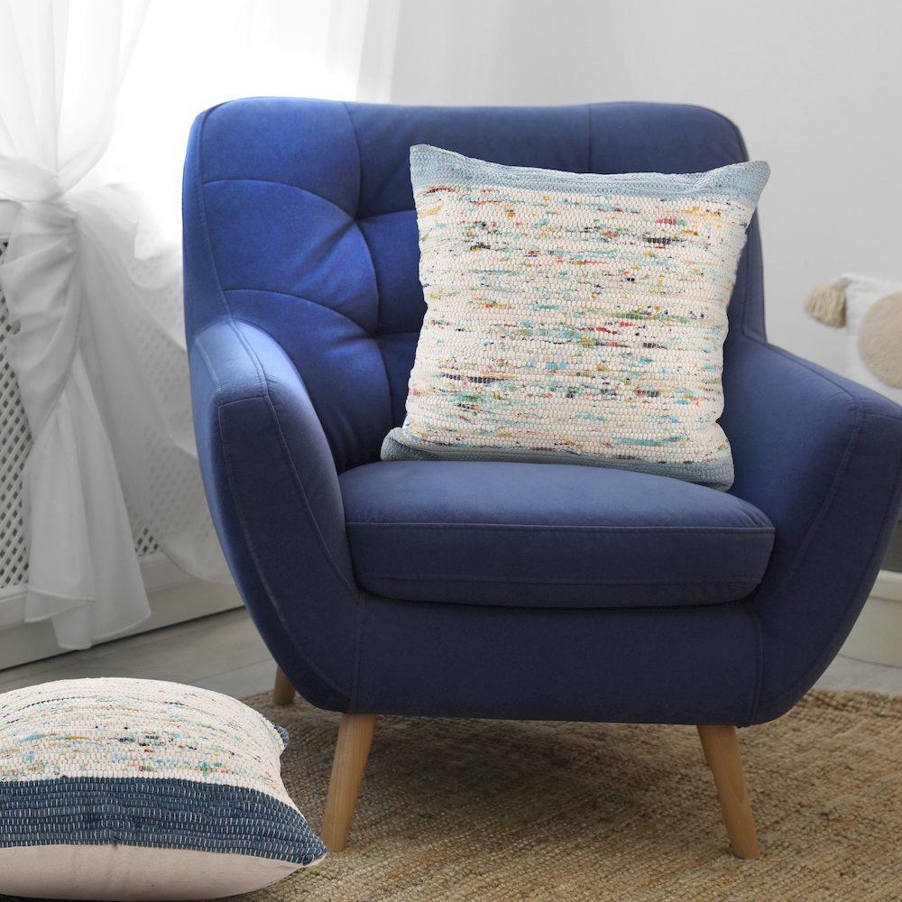 Revive Cotton Pillow Set of 2 in Blue/Multicolored, 20" x 20". Picture 8