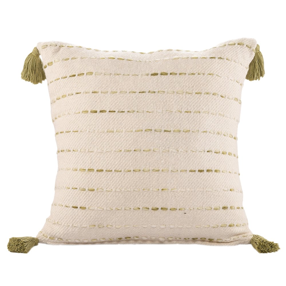 Torrent Cotton Blend Poly Filled Pillow in Green/Ivory, 20" x 20". Picture 1