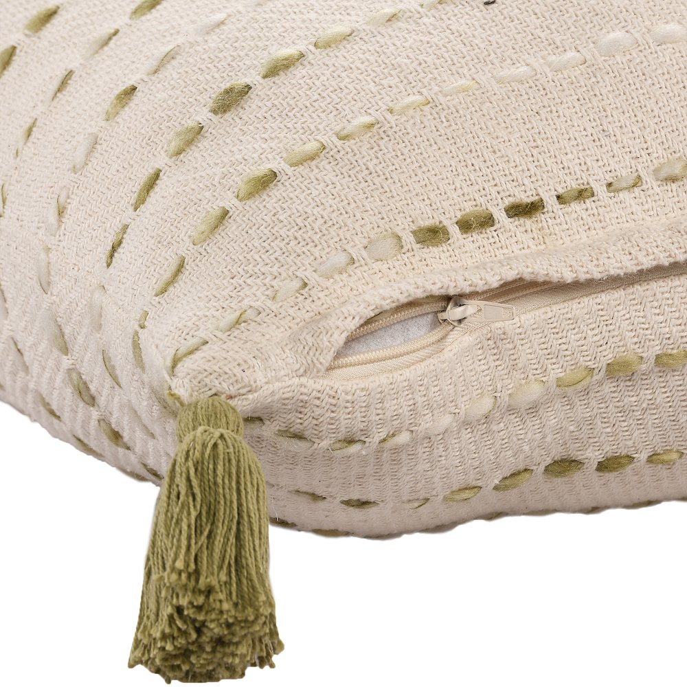 Torrent Cotton Blend Poly Filled Pillow in Green/Ivory, 20" x 20". Picture 4