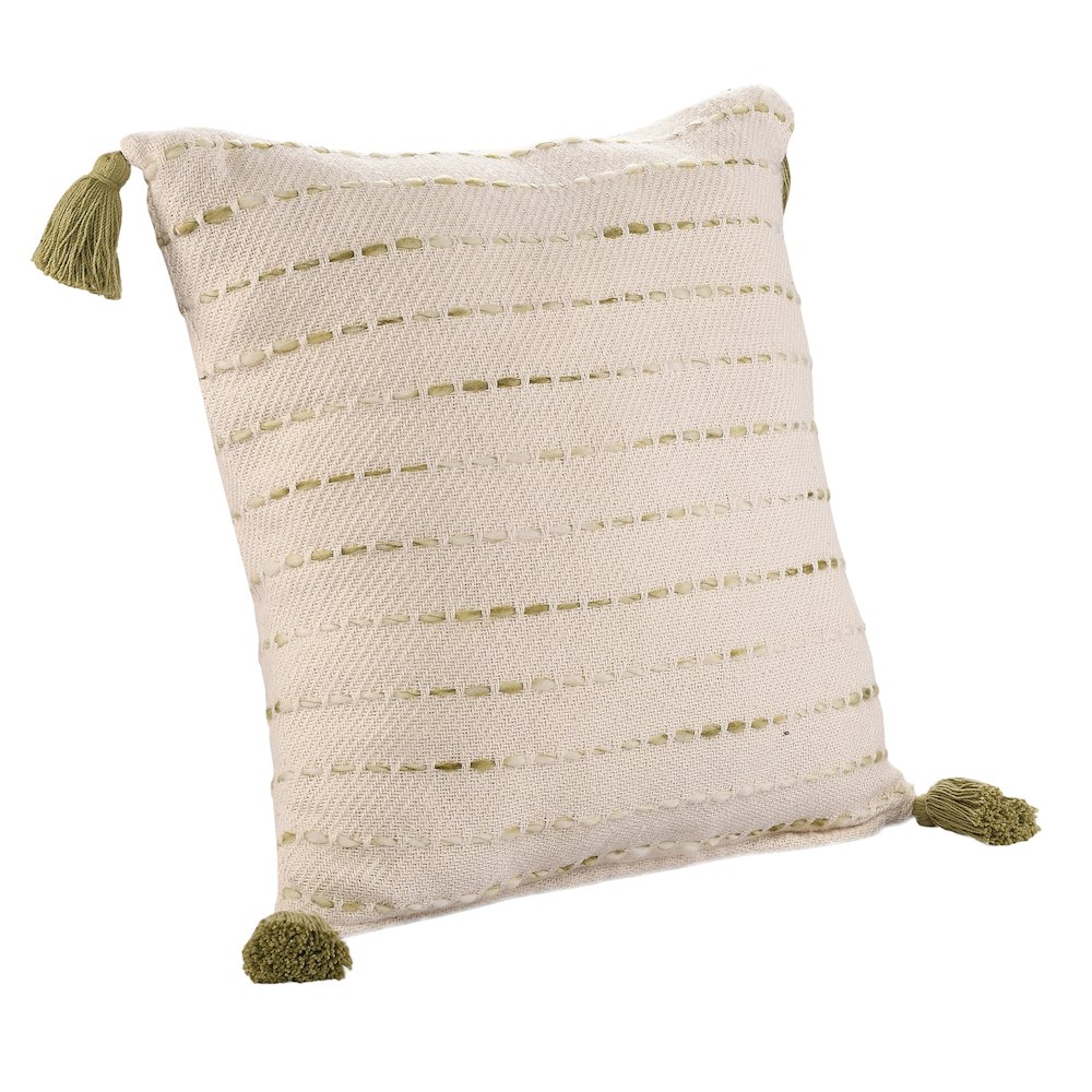 Torrent Cotton Blend Poly Filled Pillow in Green/Ivory, 20" x 20". Picture 3