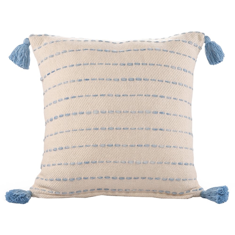 Torrent Cotton Blend Poly Filled Pillow in Blue/Ivory, 20" x 20". Picture 1