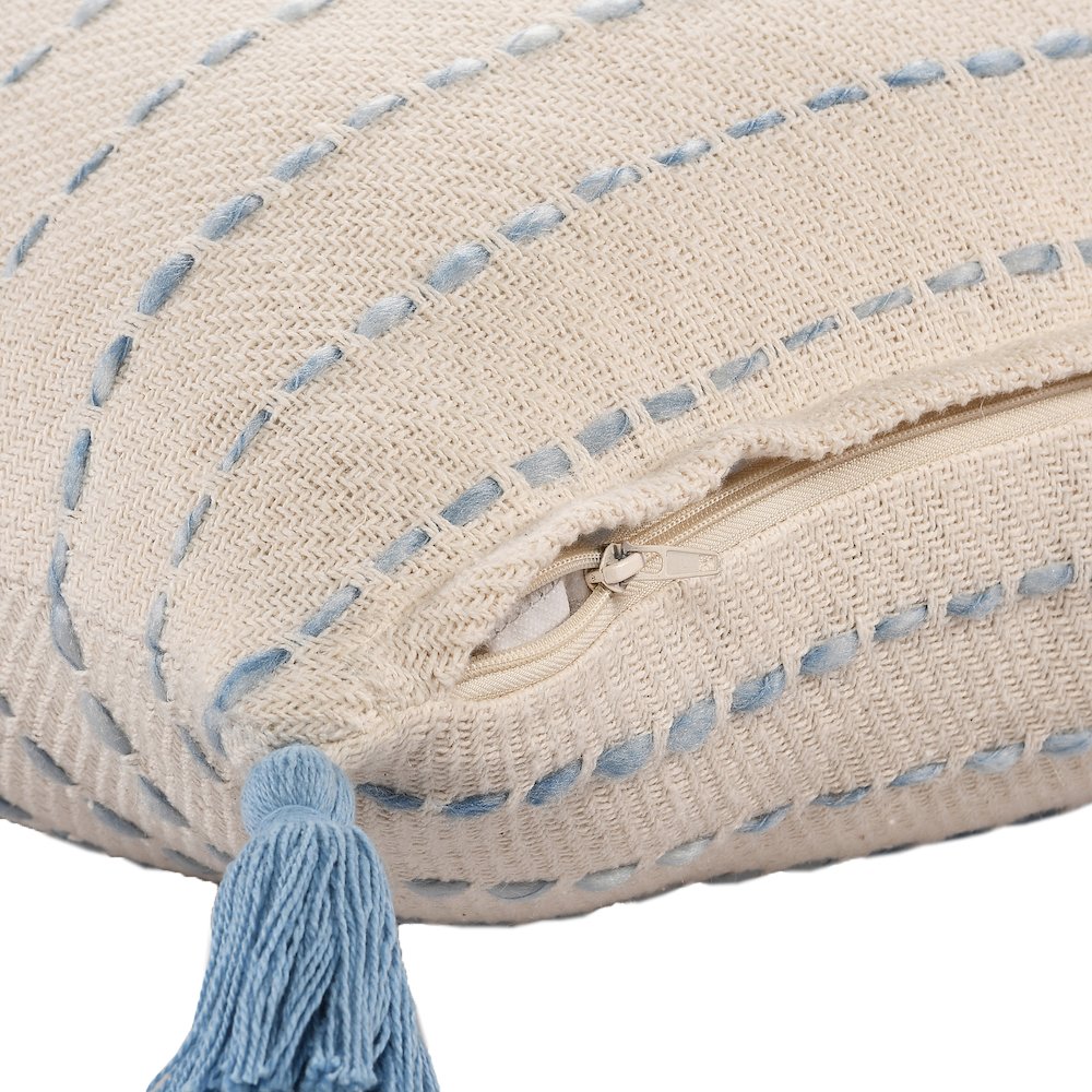 Torrent Cotton Blend Poly Filled Pillow in Blue/Ivory, 20" x 20". Picture 4