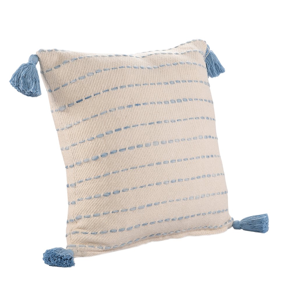 Torrent Cotton Blend Poly Filled Pillow in Blue/Ivory, 20" x 20". Picture 3