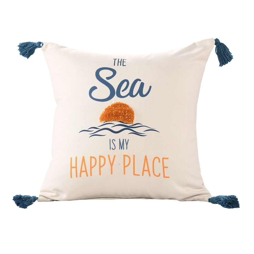Seabrook Performance Poly Filled Pillow in Blue/Yellow, 20" x 20". Picture 1