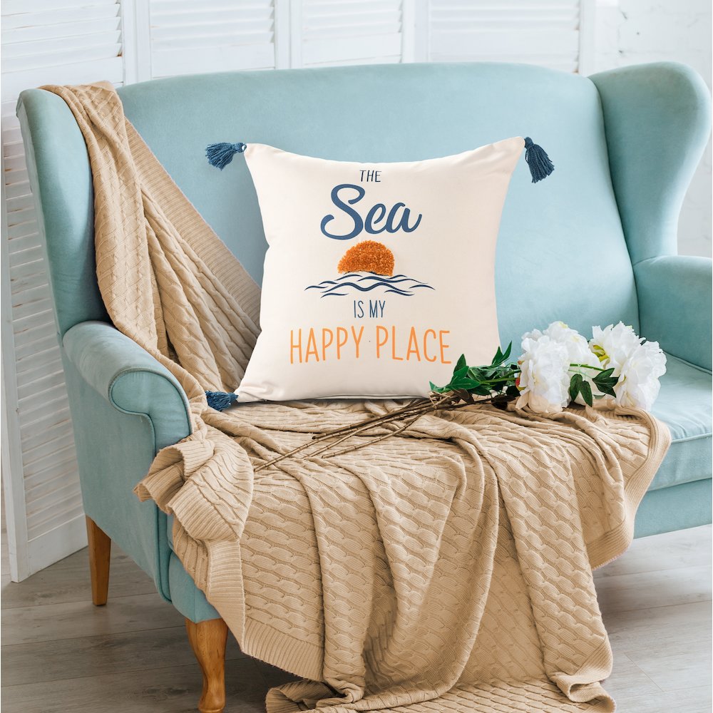 Seabrook Performance Poly Filled Pillow in Blue/Yellow, 20" x 20". Picture 2