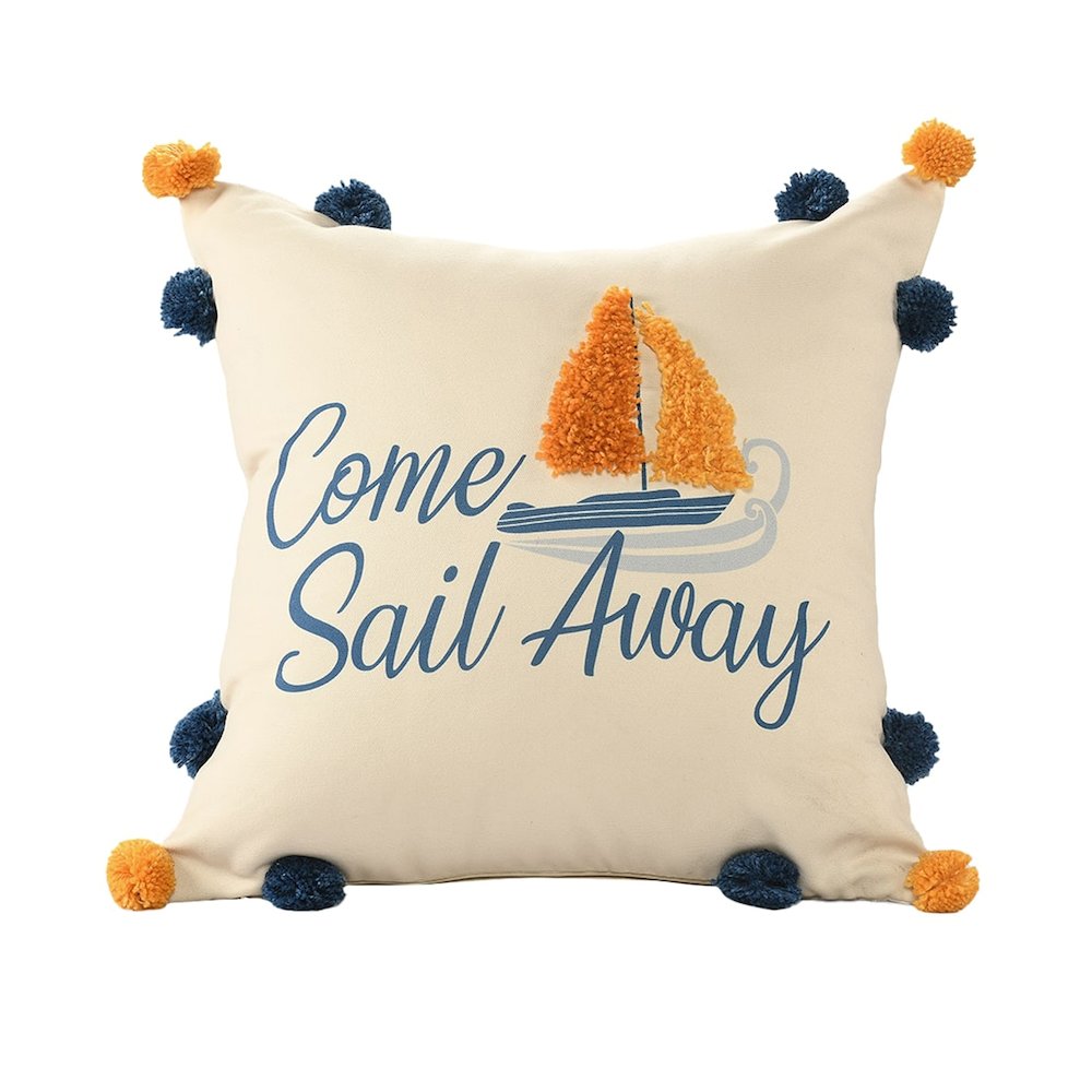 Seabrook Performance Poly Filled Pillow in Blue/Orange, 20" x 20". Picture 1